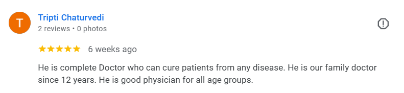 Google review screenshot by Tripti Chaturvedi for Dr. Ajay Agrawal Clinic